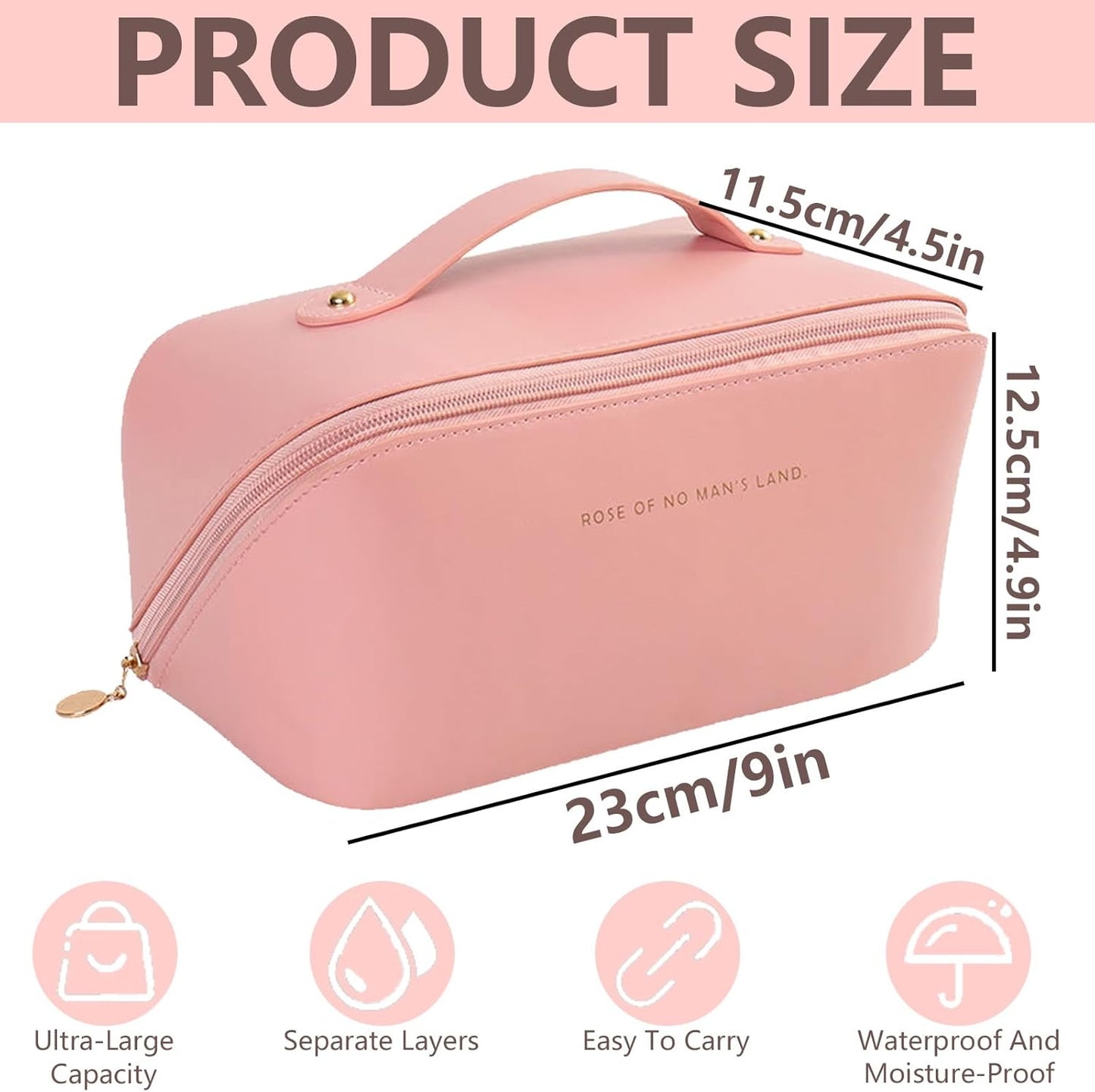 Ultimate Travel Makeup Organizer Bag for Women - Large Cosmetic Bag with Multiple Compartments and Toiletry Bags Makeup Bag Makeup Organiser Bag Make up Bag Travel Makeup Bag (Pink)