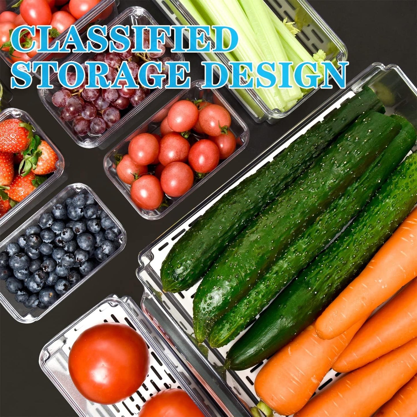 Refrigerator Organizer with Lids BPA Free Clear Storage Containers for Food, Beverages, Vegetables, 10 Pcs