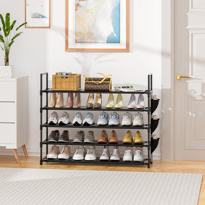 5-Tier Shoe Organizer Rack for Closet, Entryway, Garage, and Door - Space-Saving Shoe Holder Stand with Large Capacity for 20-25 Pairs