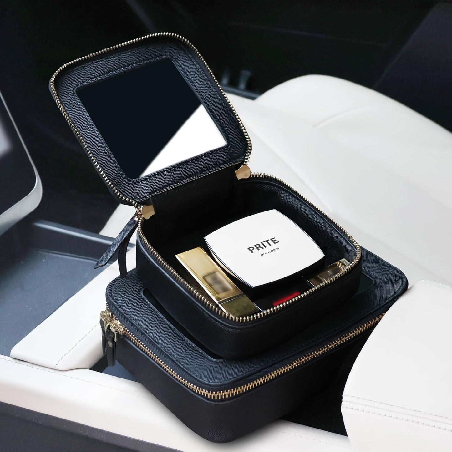 Clear Makeup Bag with Gift Box Waterproof Cosmetic Case Travel Toiletry Bag Car Essentials with Double Zippers (Black)