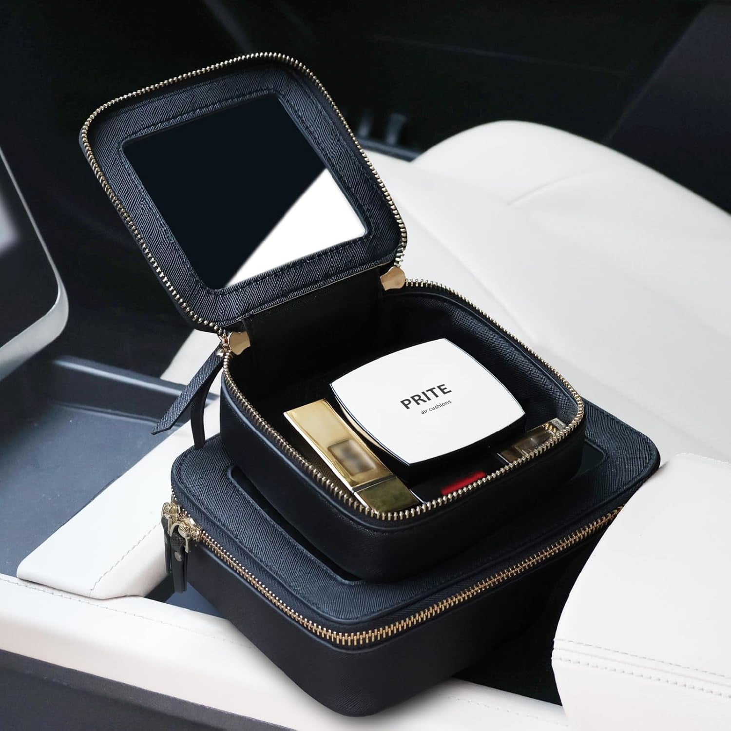 Clear Makeup Bag with Gift Box Waterproof Cosmetic Case Travel Toiletry Bag Car Essentials with Double Zippers (Black)