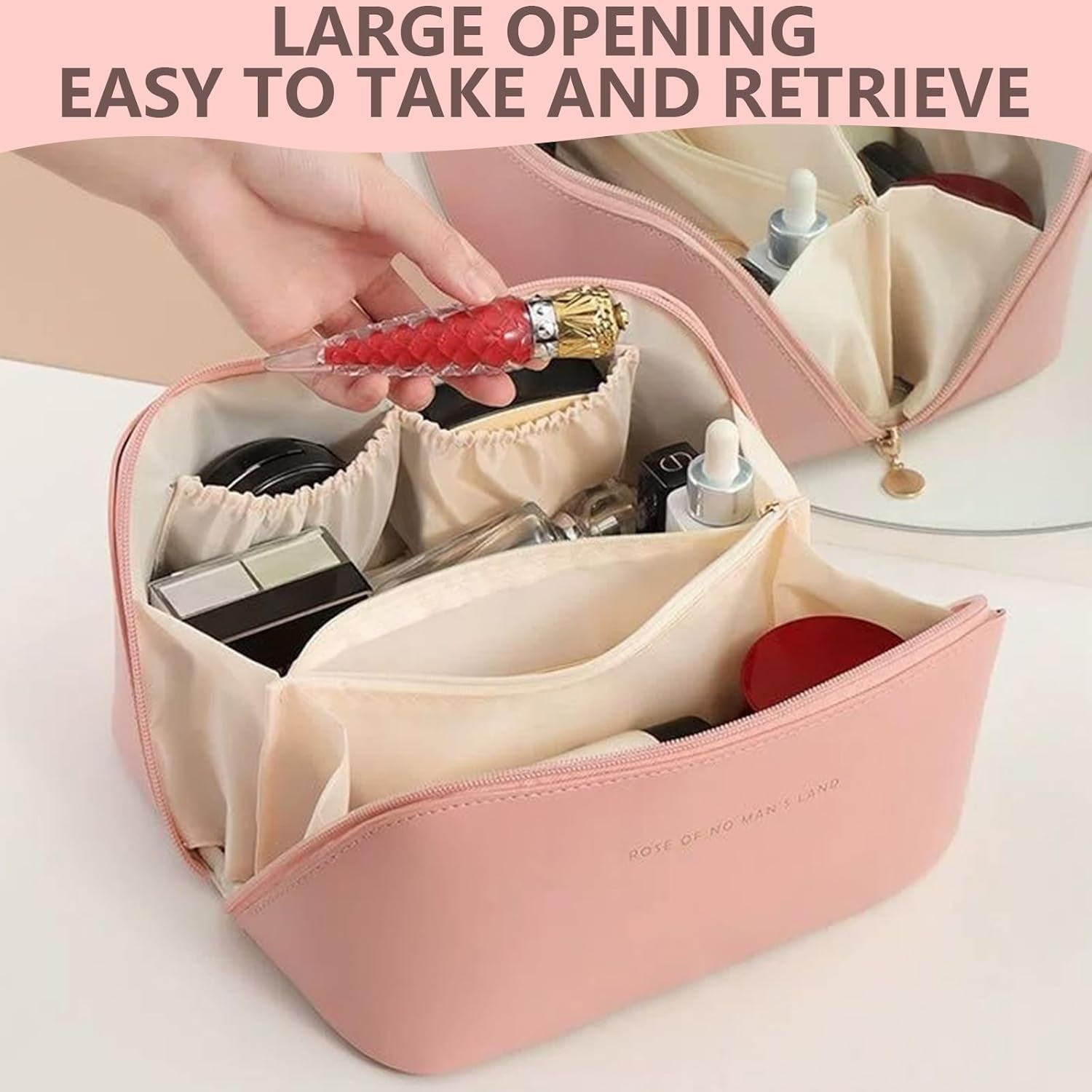 Ultimate Travel Makeup Organizer Bag for Women - Large Cosmetic Bag with Multiple Compartments and Toiletry Bags Makeup Bag Makeup Organiser Bag Make up Bag Travel Makeup Bag (Pink)