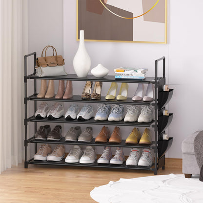 5-Tier Shoe Organizer Rack for Closet, Entryway, Garage, and Door - Space-Saving Shoe Holder Stand with Large Capacity for 20-25 Pairs