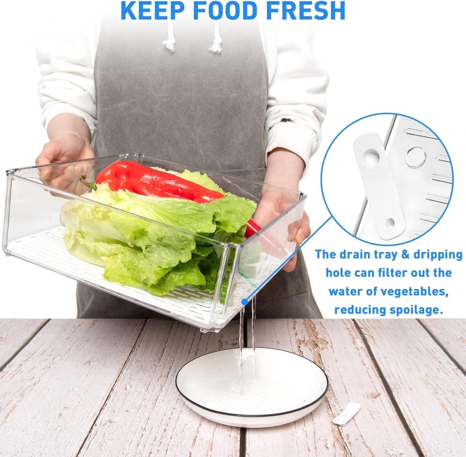 Refrigerator Organizer with Lids BPA Free Clear Storage Containers for Food, Beverages, Vegetables, 10 Pcs