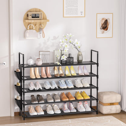 5-Tier Shoe Organizer Rack for Closet, Entryway, Garage, and Door - Space-Saving Shoe Holder Stand with Large Capacity for 20-25 Pairs