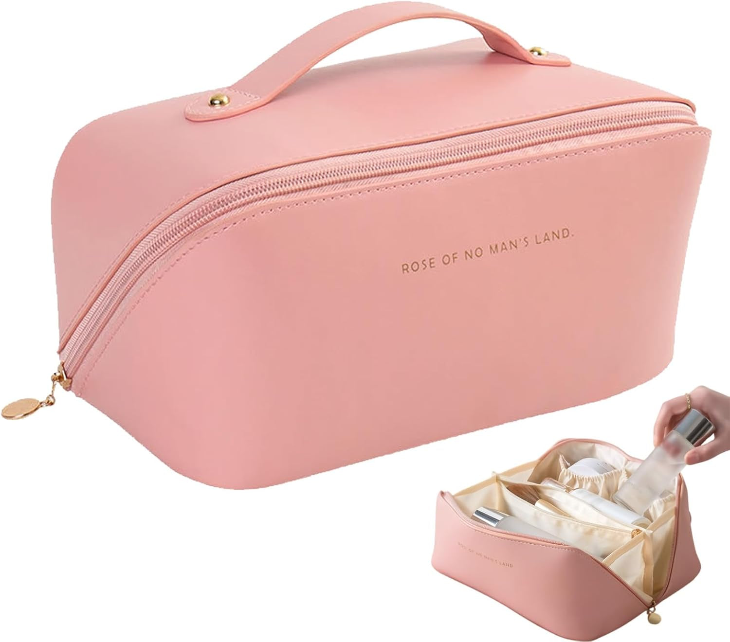 Ultimate Travel Makeup Organizer Bag for Women - Large Cosmetic Bag with Multiple Compartments and Toiletry Bags Makeup Bag Makeup Organiser Bag Make up Bag Travel Makeup Bag (Pink)