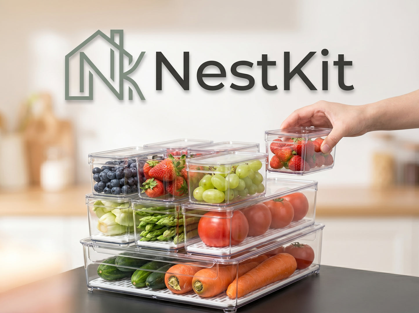NestKit Kitchen Bundle — Fridge Organiser + Meal Prep Containers