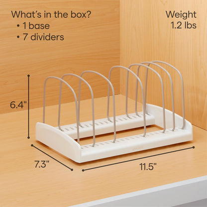 Storemore Adjustable Bakeware Rack, Cookie Sheet, Baking Pan, and Tray Organiser for Kitchen Cupboard and Pantry Storage, Standard, White